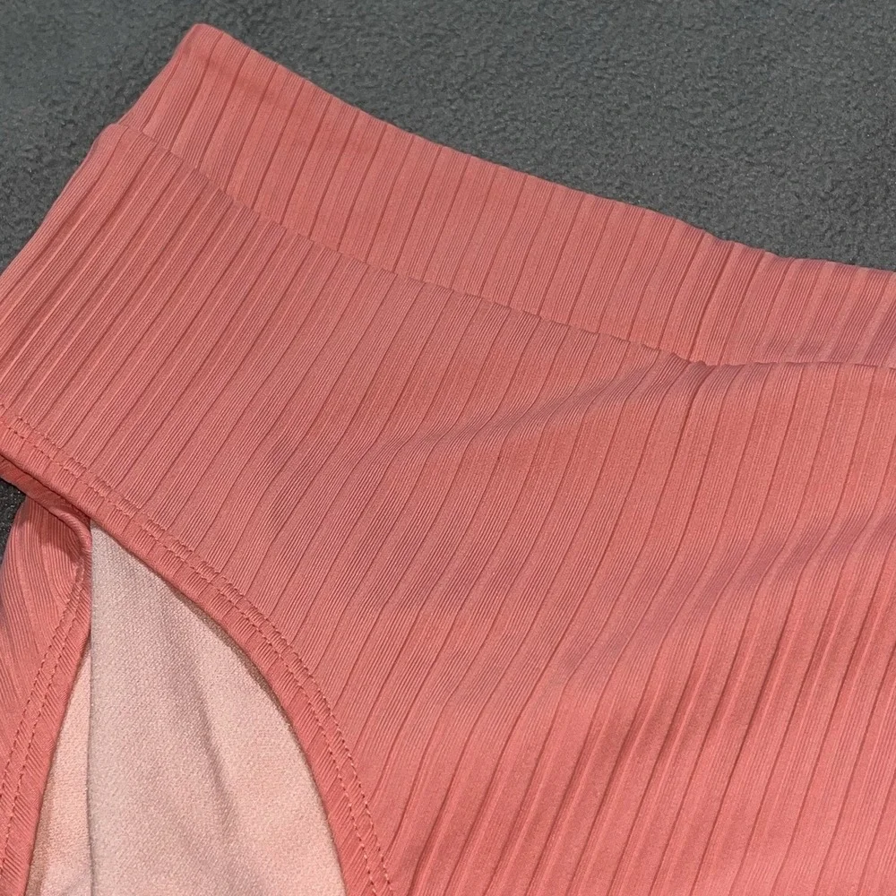 Time & Tru Ribbed‎ Swim Bikini bottom High Waist Coral Back Knot Size XL 16-18